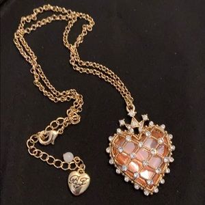 Betsy Johnson pink heart necklace